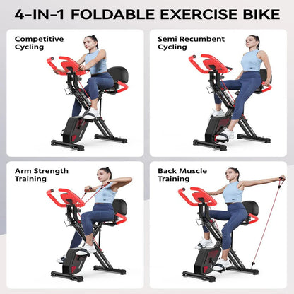 Pooboo 3 In 1 Foldable Exercise Bike Indoor Cycling Bike Workout 300Lb