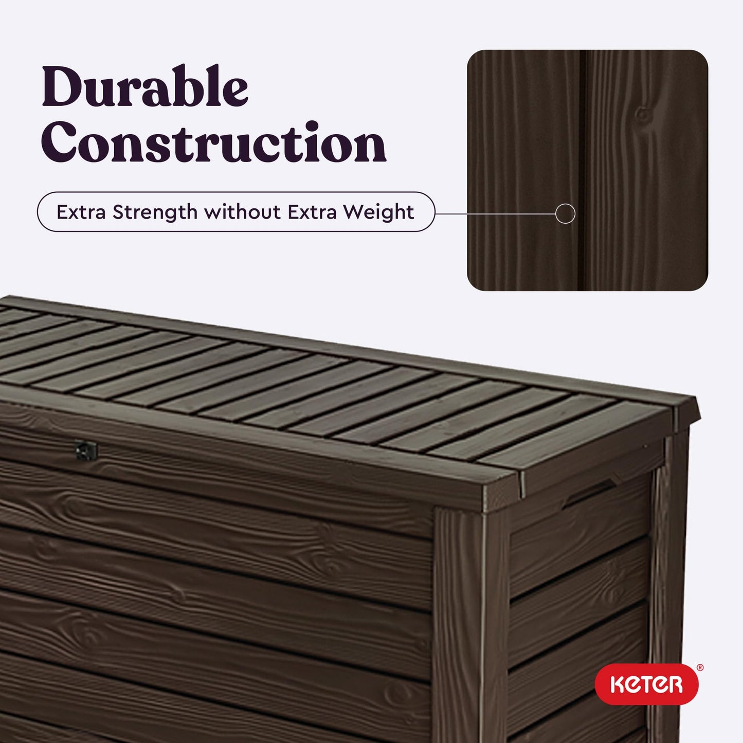 KETER Westwood 150 Gallon Deck Box and Bench Seat, Brown
