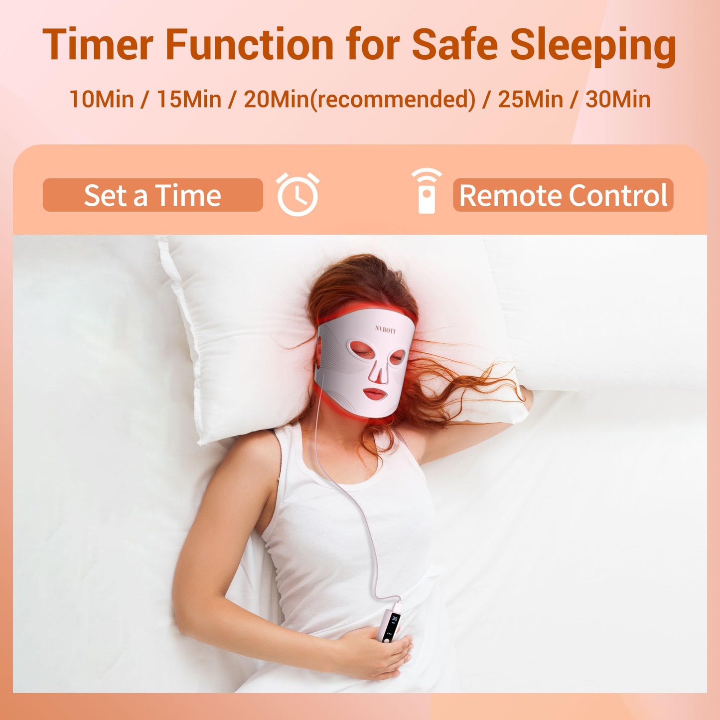 NVBOTY Red Light Therapy Mask – 4 Modes, 400 LEDs, Rechargeable