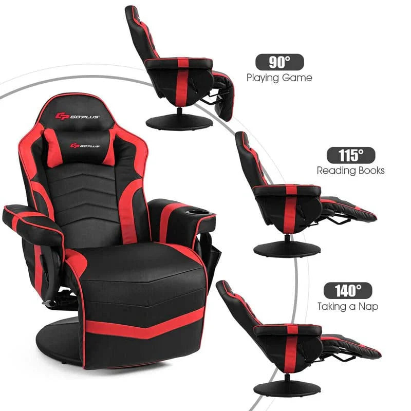 Pu Leather Massage Gaming Chair Ergonomic High Back Racing Style Gaming Recliner With Adjustable Backrest Amp Footrest Cup Holder Side Pouch - Comfortable And Ergonomic Design