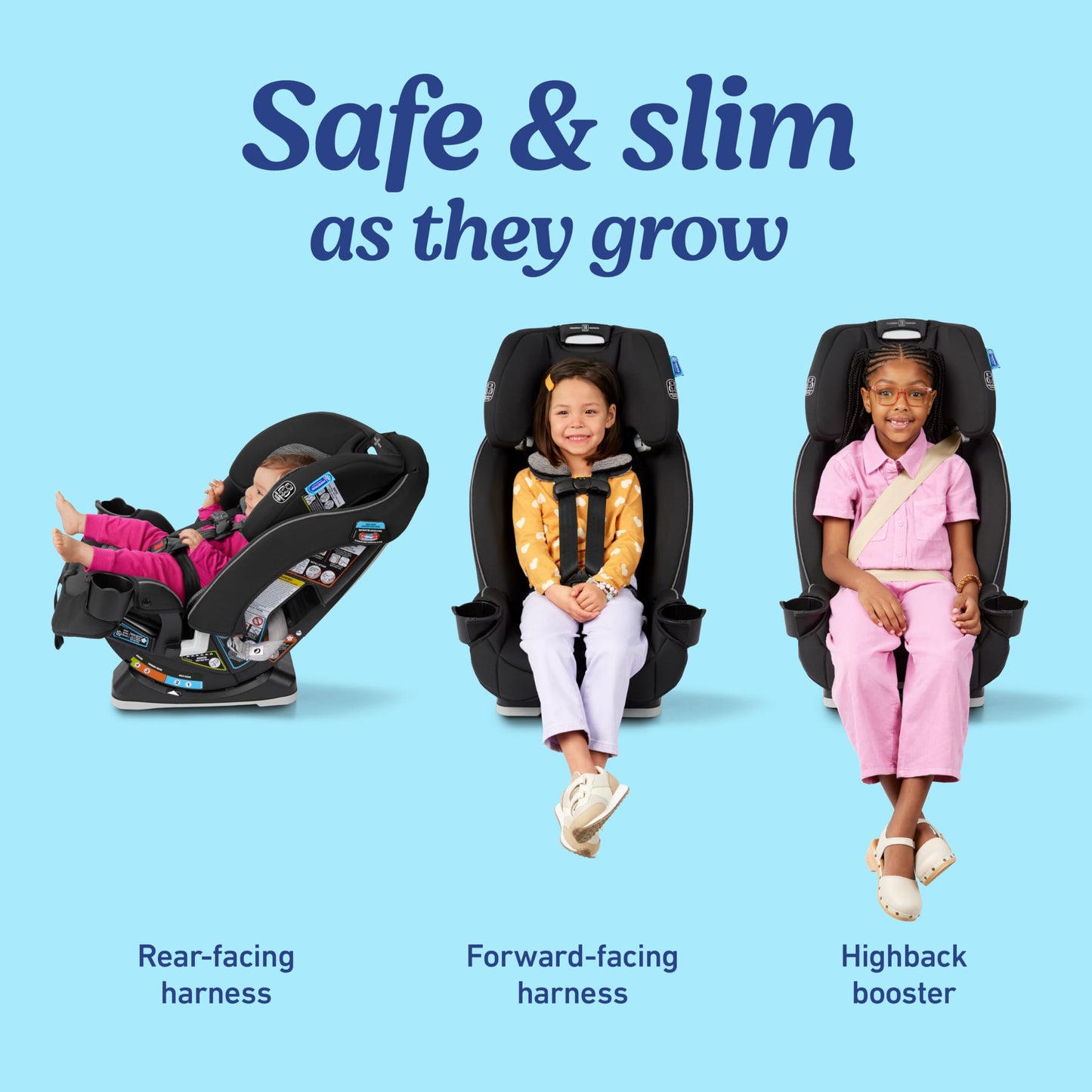 GRACO Slimfit 3 in 1 Convertible Car Seat - Space-Saving Comfort