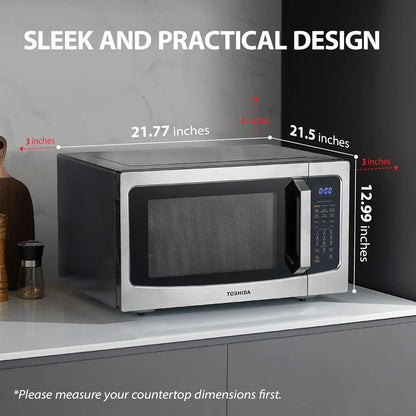 TOSHIBA 4-in-1 ML-EC42P(SS) Countertop Microwave Oven, Smart Sensor, Convection, Air Fryer Combo, Mute Function, Position Memory 13.6" Turntable, 1.5 Cu Ft, 1000W, Silver
