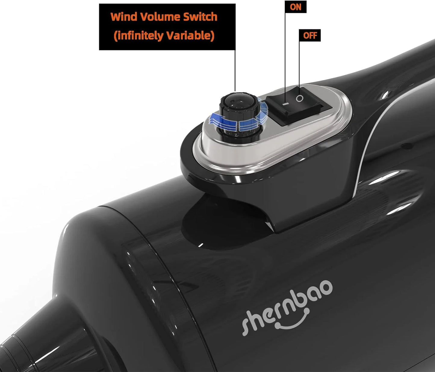Dog Dryer High Velocity Professional Dog Pet Grooming Hair Drying Force Dryer Blower 6.0HP (DHD-2400T) (6.0HP, Jet Black)