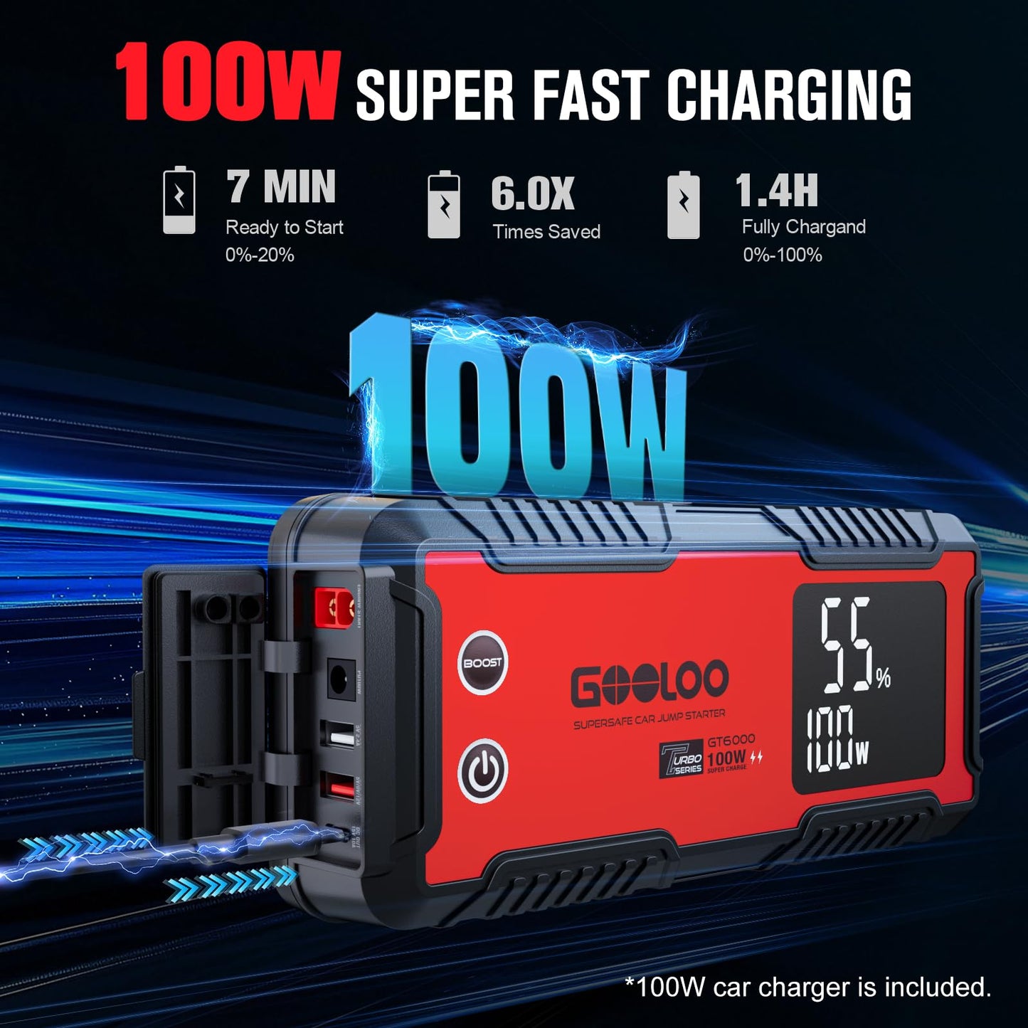 GOOLOO GT6000 Jump Starter - 6000A Auto Battery Booster