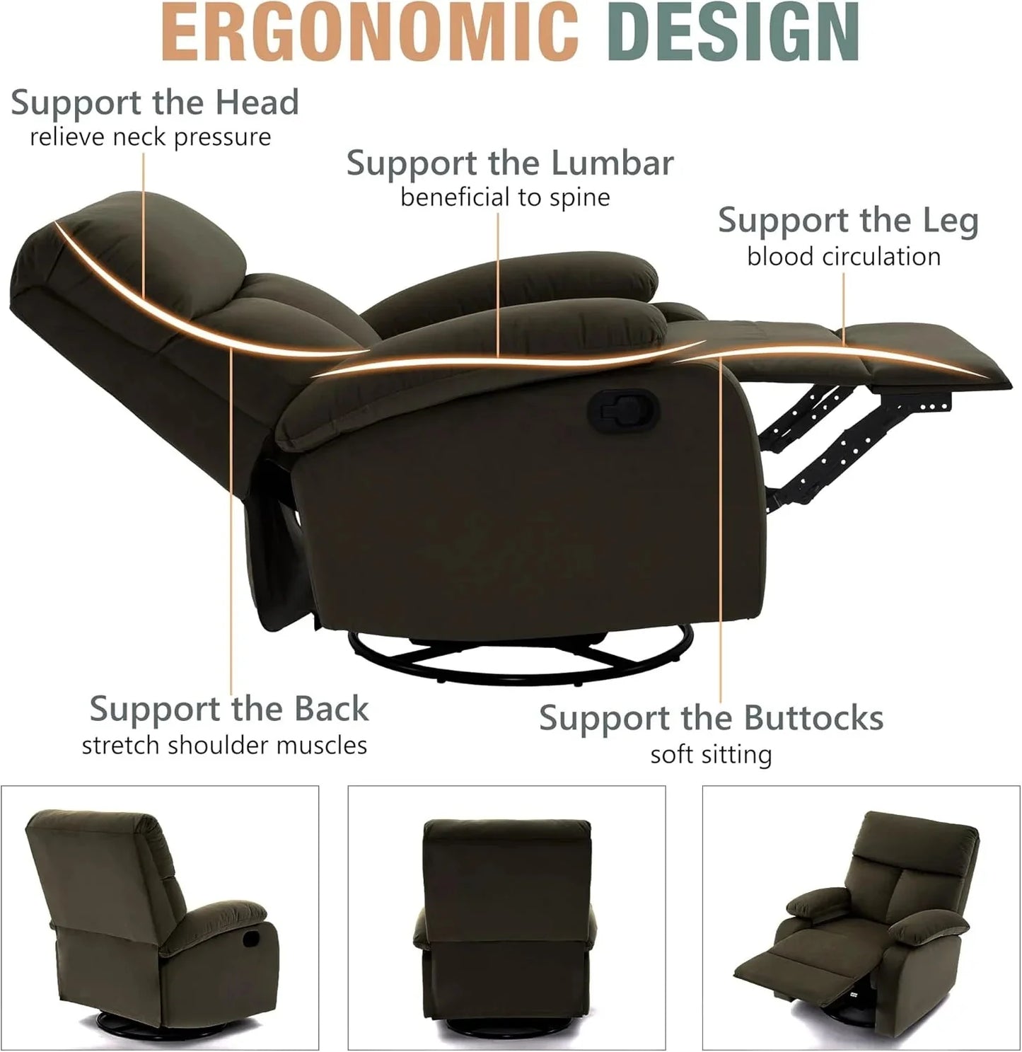 Small Swivel Rocker Recliner Chair for Compact Spaces