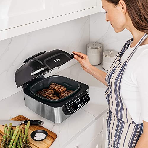 Ninja AG301 Foodi 5 in 1 Indoor Electric Grill with Air Fry, Roast, Bake & Dehydrate Programmable, Black/Silver: Home & Kitchen