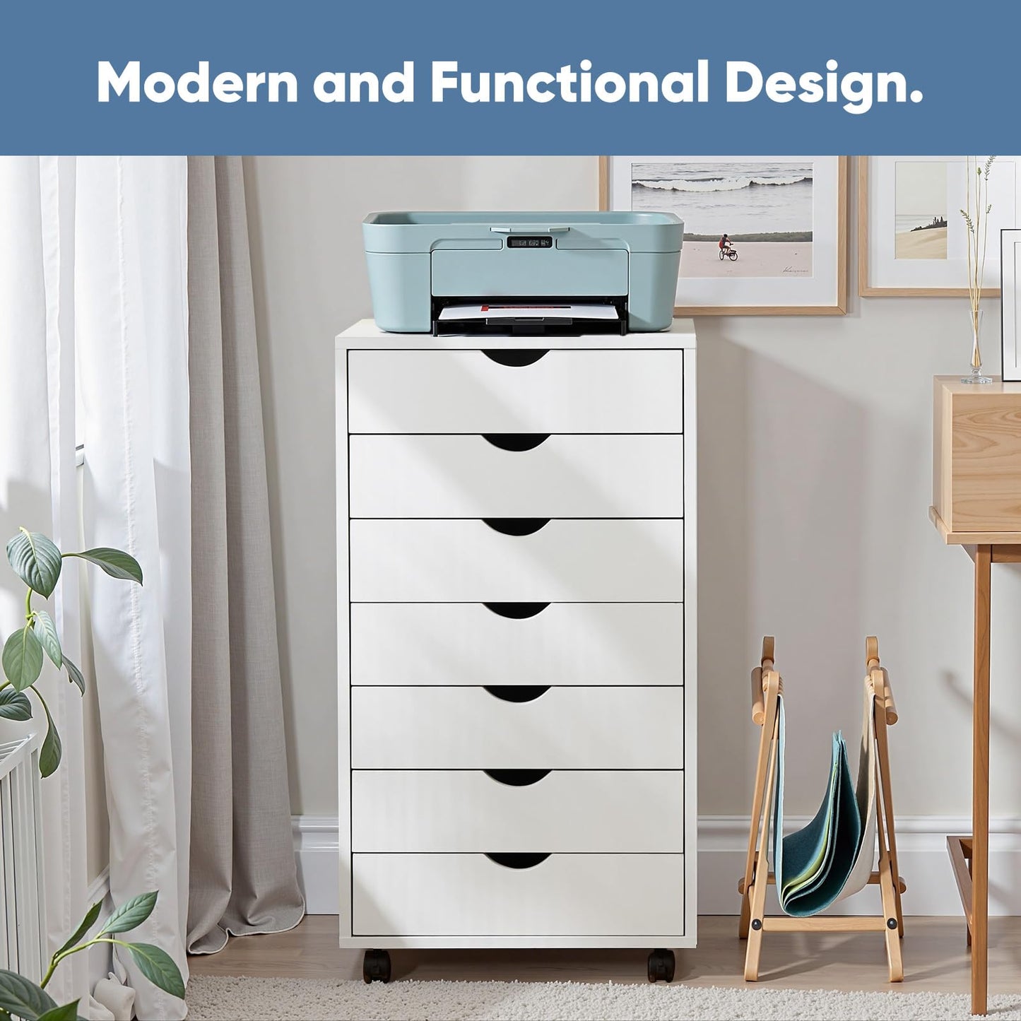 OLIXIS 7 Drawer Mobile File Cabinet with Wheels for Home Office