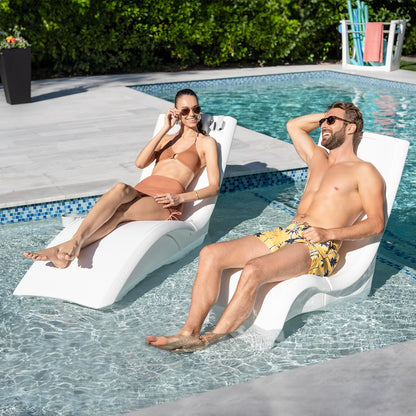 Pool Lounger, Fade-Resistant, Waterproof Patio Furniture, Pool Lounge Chair for Sun Shelf, Use in Pools with Shelves Up to 9-Inches Deep or Outside Pool Deck, Weighted, White