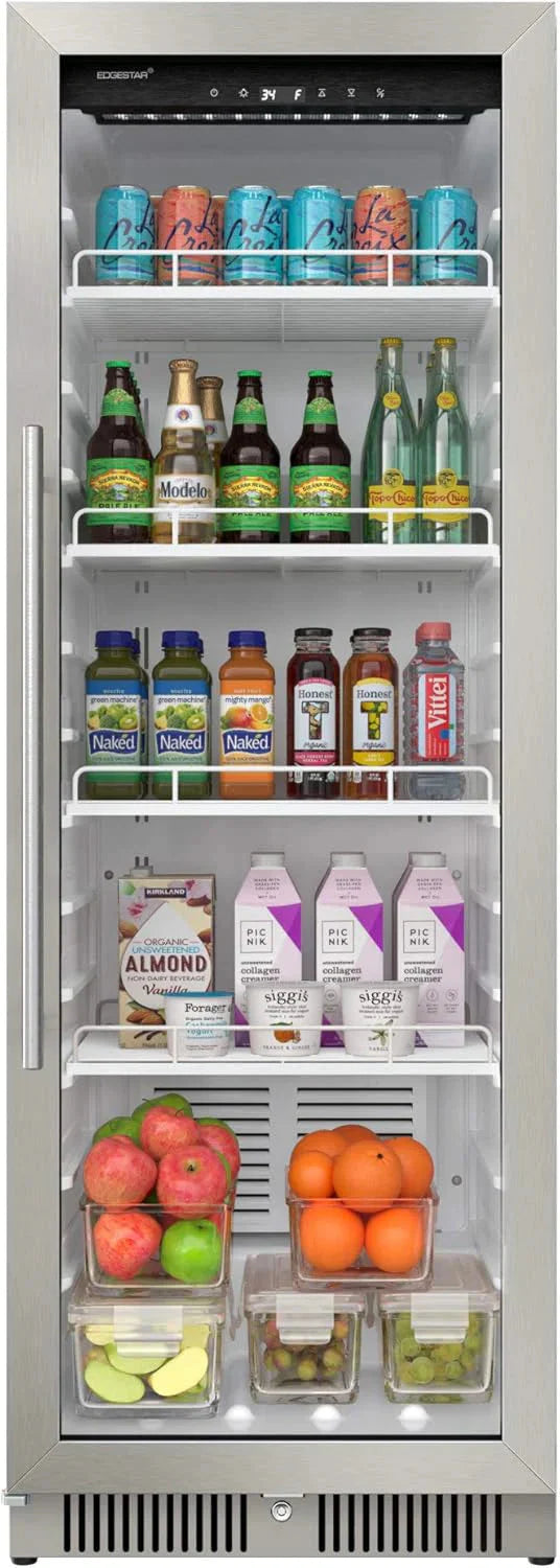 EdgeStar VBM101 22" Wide 10.1 Cu. Ft. Commercial Beverage Merchandiser – Stainless Steel, Temp Alarm, Reversible Door