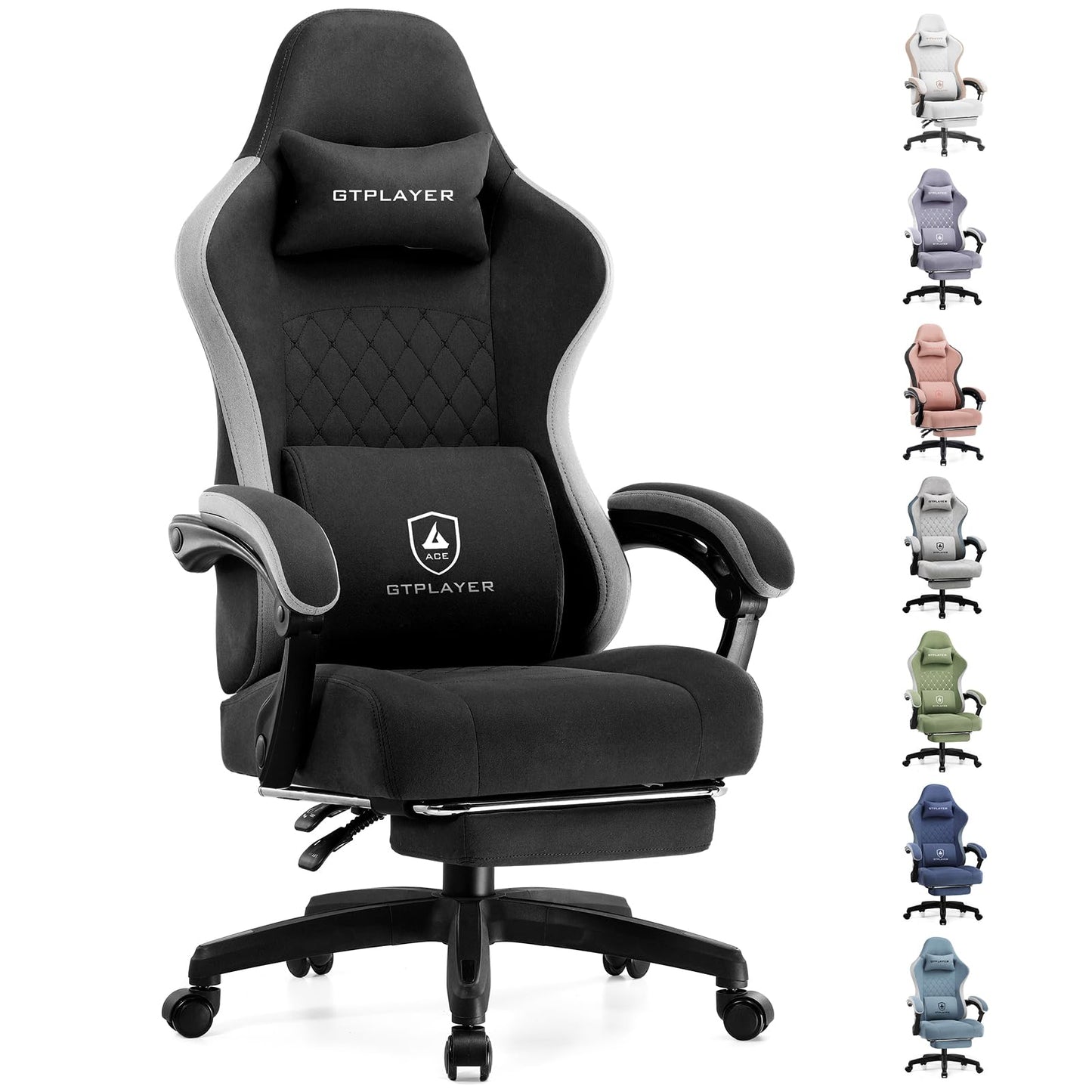 GTPLAYER Gaming Chair with Lumbar Support and Footrest
