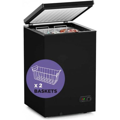 Northair Chest Freezer C 3.5 Cu Ft with 2 Removable Baskets C Reach In Freezer Chest C Quiet Compact Freezer C 7 Temperature Settings C Black