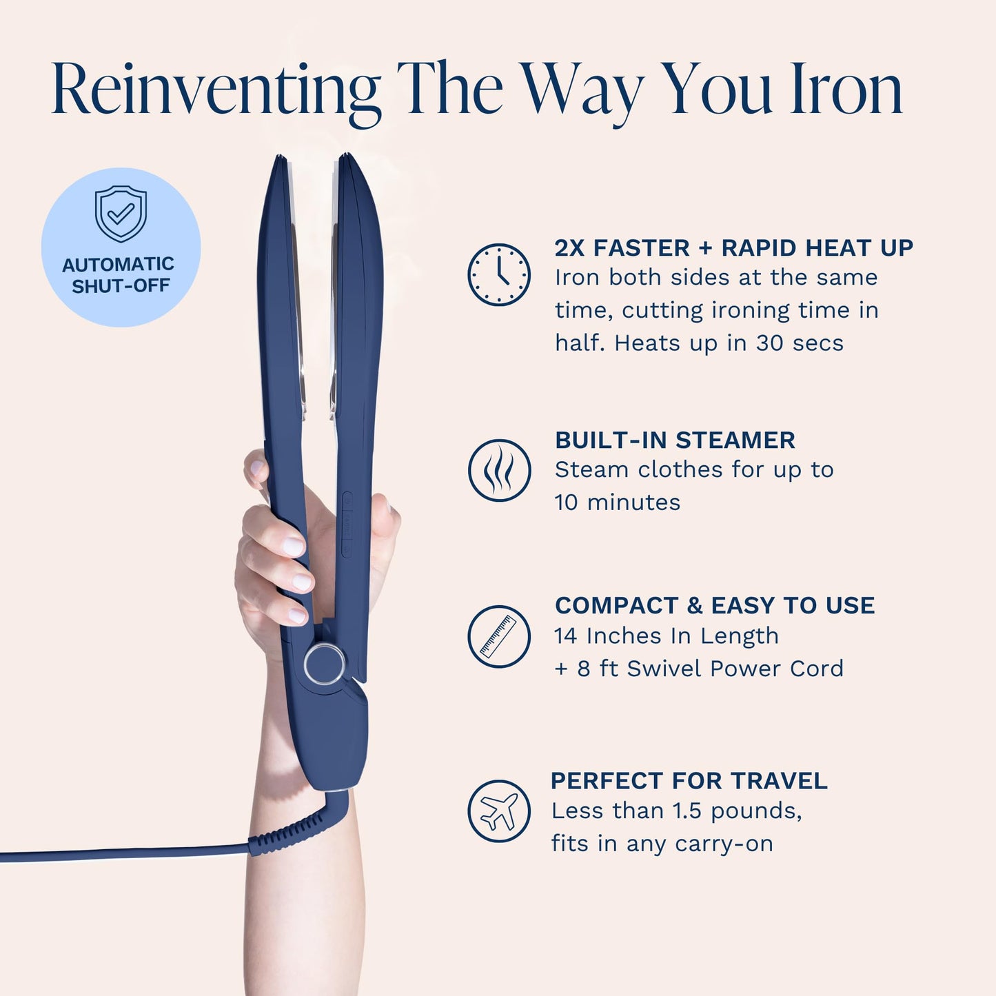 NORI Press Travel Steam Iron - Handheld Steamer with 6 Settings