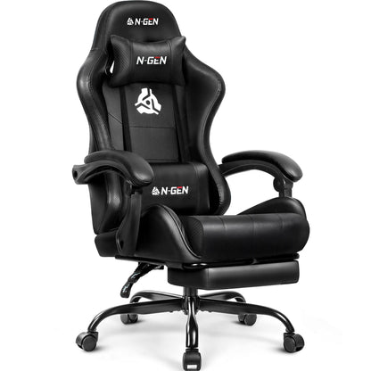 N-GEN GAMING Video Gaming Chair with Footrest and Lumbar Support