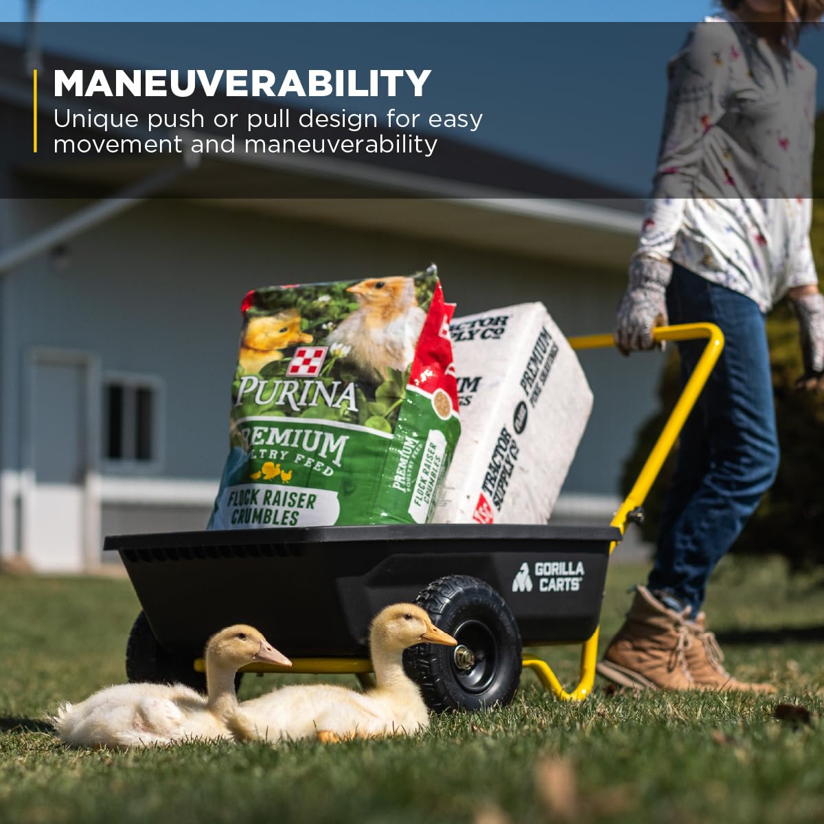 GORILLA CARTS GCR-4 Poly Dump Cart - 2-Wheel Garden Wagon