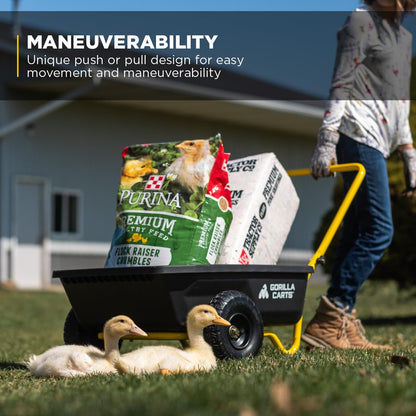 GORILLA CARTS GCR-4 Poly Dump Cart - 2-Wheel Garden Wagon