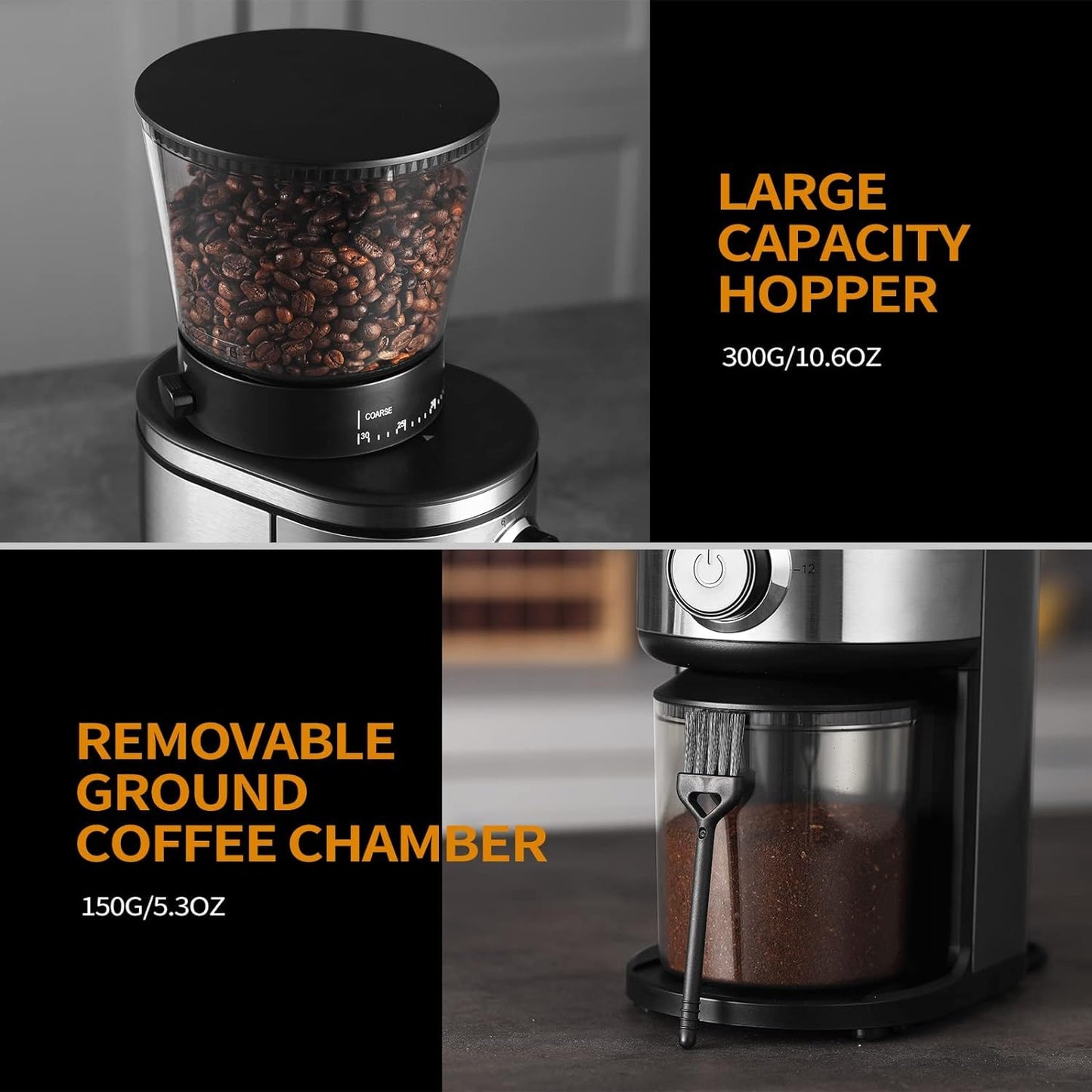 OLLYGRIN Burr Coffee Grinder - Electric Grinding with 30 Settings