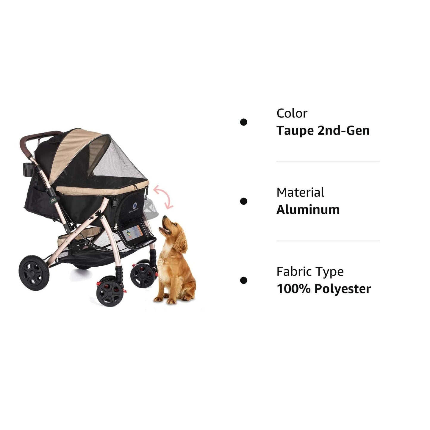 Pet Rover Premium Heavy Duty DogCat Stroller Travel Carriage CompartmentZipperless EntryPump-Free Rubber Tires Small, Medium, Large Pets (Black 2nd-Gen.), X-Large (Pack of 1)