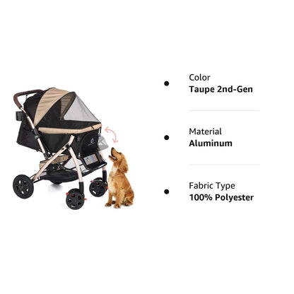 Pet Rover Premium Heavy Duty DogCat Stroller Travel Carriage CompartmentZipperless EntryPump-Free Rubber Tires Small, Medium, Large Pets (Black 2nd-Gen.), X-Large (Pack of 1)