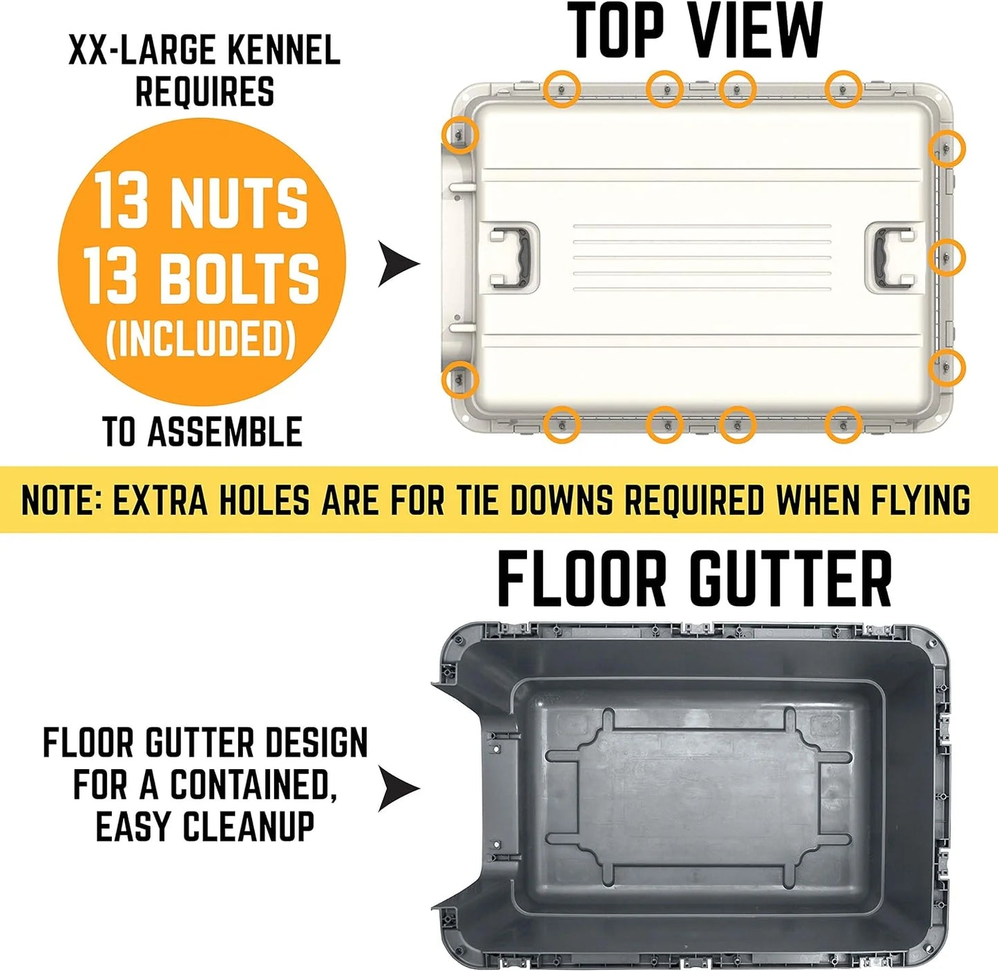 Designs Plastic Kennels Rolling Plastic Airline Approved Wire Door Travel Dog Crate, XXX-Large, Gray