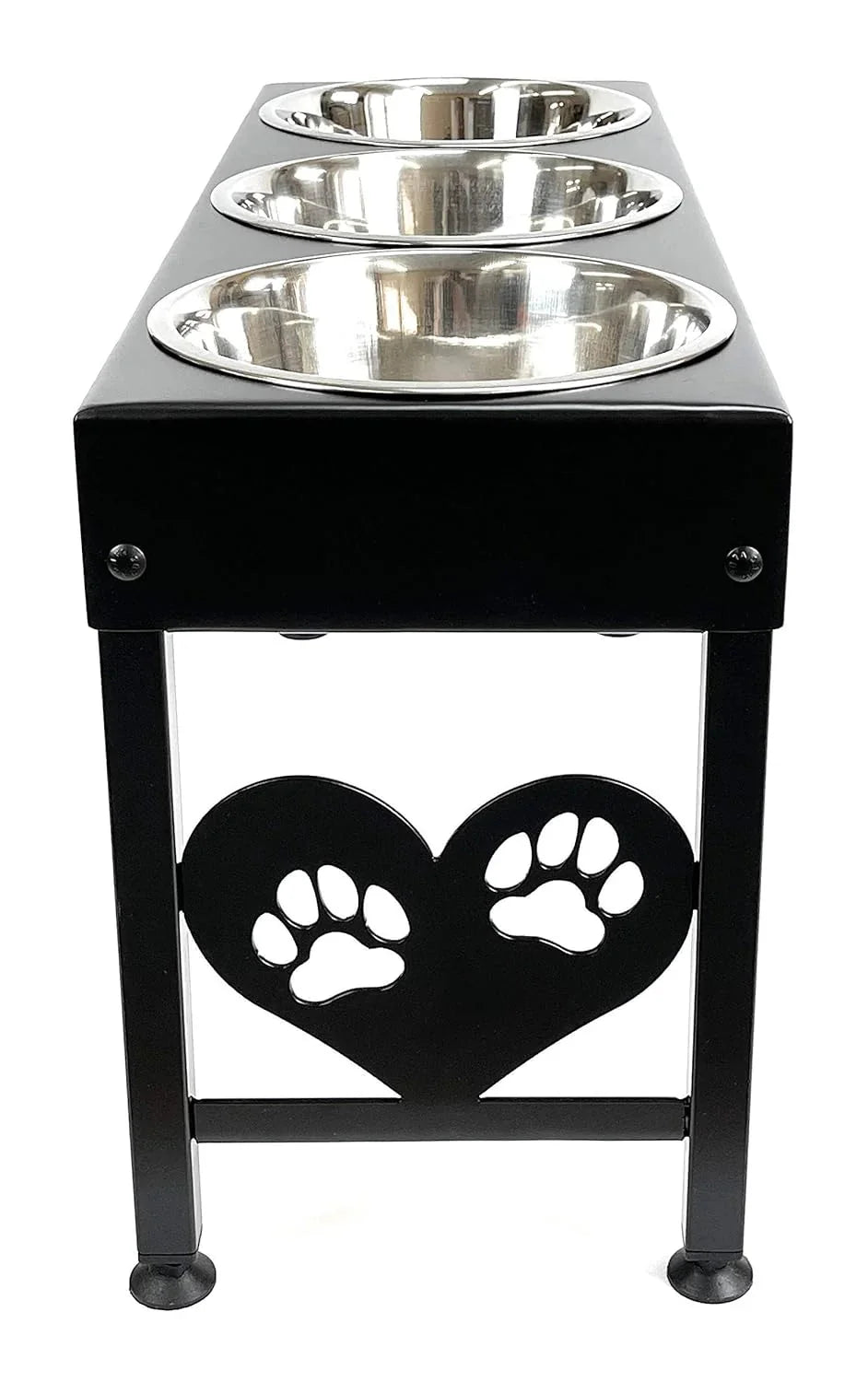 Pet Feeding Station Triple 3-Quart Metal Dog Bowl 16" Tall