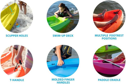 The Wave 6' Youth Kayak with Paddle. Designed for Stability and Safety, It's The Perfect Choice for Young Paddlers Ready to Conquer The Water
