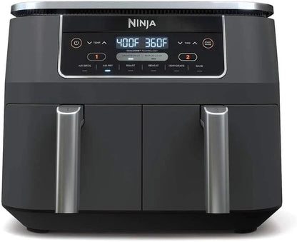 Ninja Foodi 10QT 6-in-1 DualZone Smart XL Air Fryer, 2 Independent 5QT Baskets, Smart Cook Thermometer, Match Cook, Smart Finish, Air Fry, Roast, Bake, Dehydrate, Reheat, Grey, DZ550