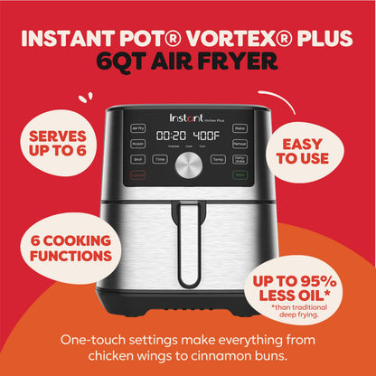 INSTANT POT 6QT Vortex Plus Air Fryer - 6-in-1 Stainless Steel
