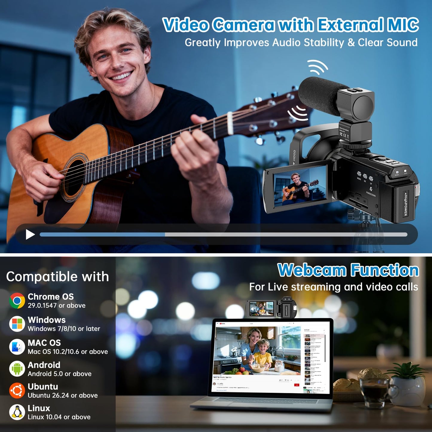 MWIRB 8K Ultra HD Video Camera with WiFi & 18X Zoom