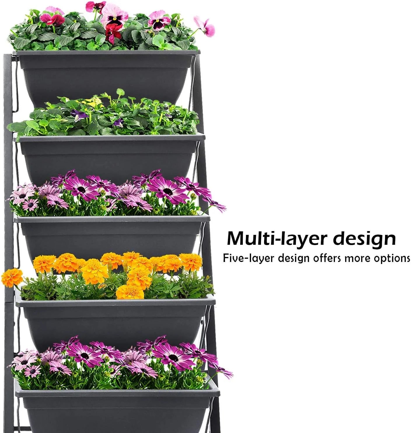 FOYUEE Vertical Herb Garden Planter Box Outdoor Elevated Raised Bed for Vegetables Flower Indoor with Drainage 5 Container