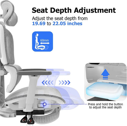 Ergo3D Ergonomic Office Chair High Back Mesh Desk Chair with 3D Adjustable Armrests, Wheels, for Home and Office (Black)