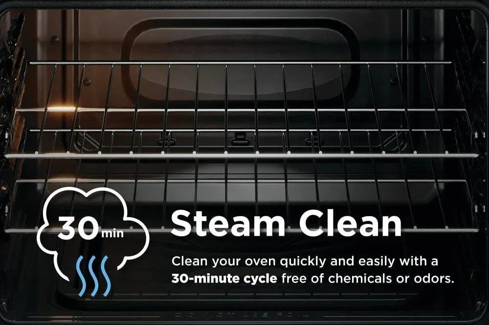 Frigidaire 30-in Glass Top 5 Burners 5.3-cu ft Steam Cleaning Freestanding Electric Range (EasyCare Stainless Steel)