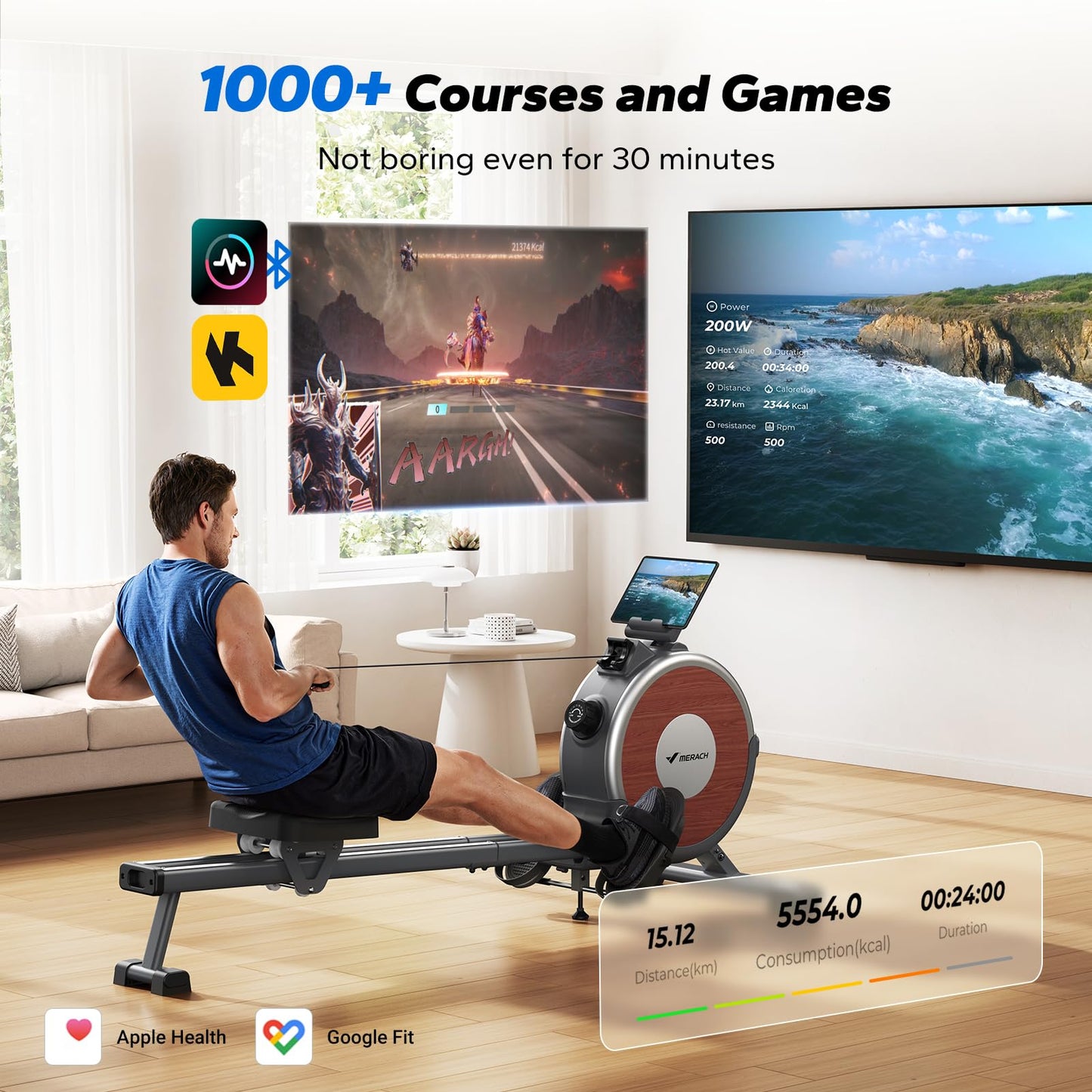 MERACH Magnetic Rowing Machine - 16 Levels, Quiet Resistance
