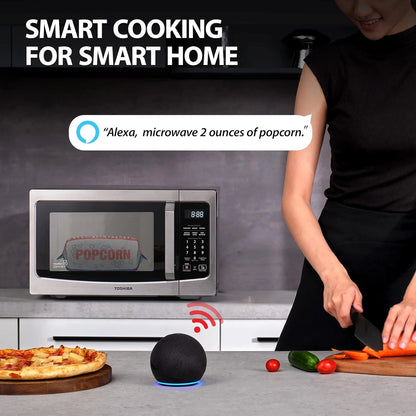 TOSHIBA 4-in-1 ML-EC42P(SS) Countertop Microwave Oven, Smart Sensor, Convection, Air Fryer Combo, Mute Function, Position Memory 13.6" Turntable, 1.5 Cu Ft, 1000W, Silver