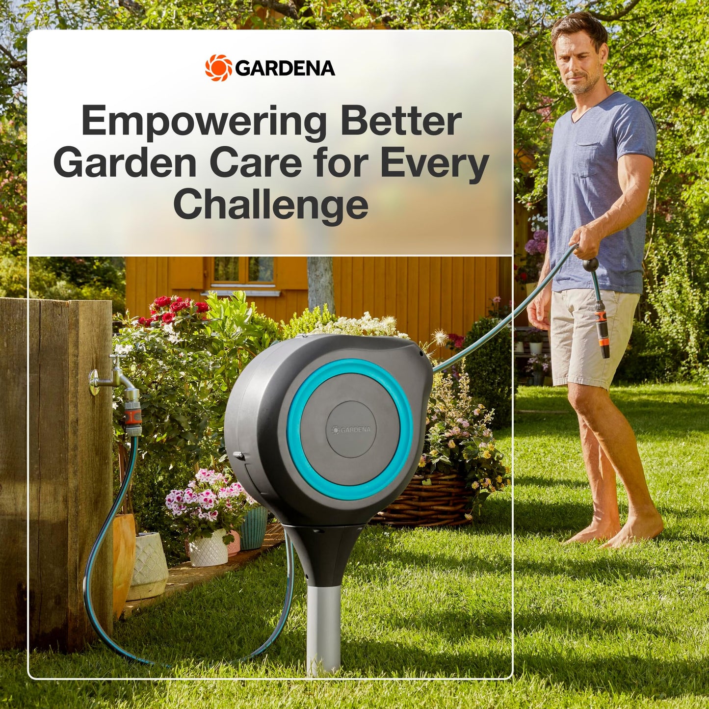 GARDENA 66' x 1/2" Automatic Retractable Garden Hose Reel