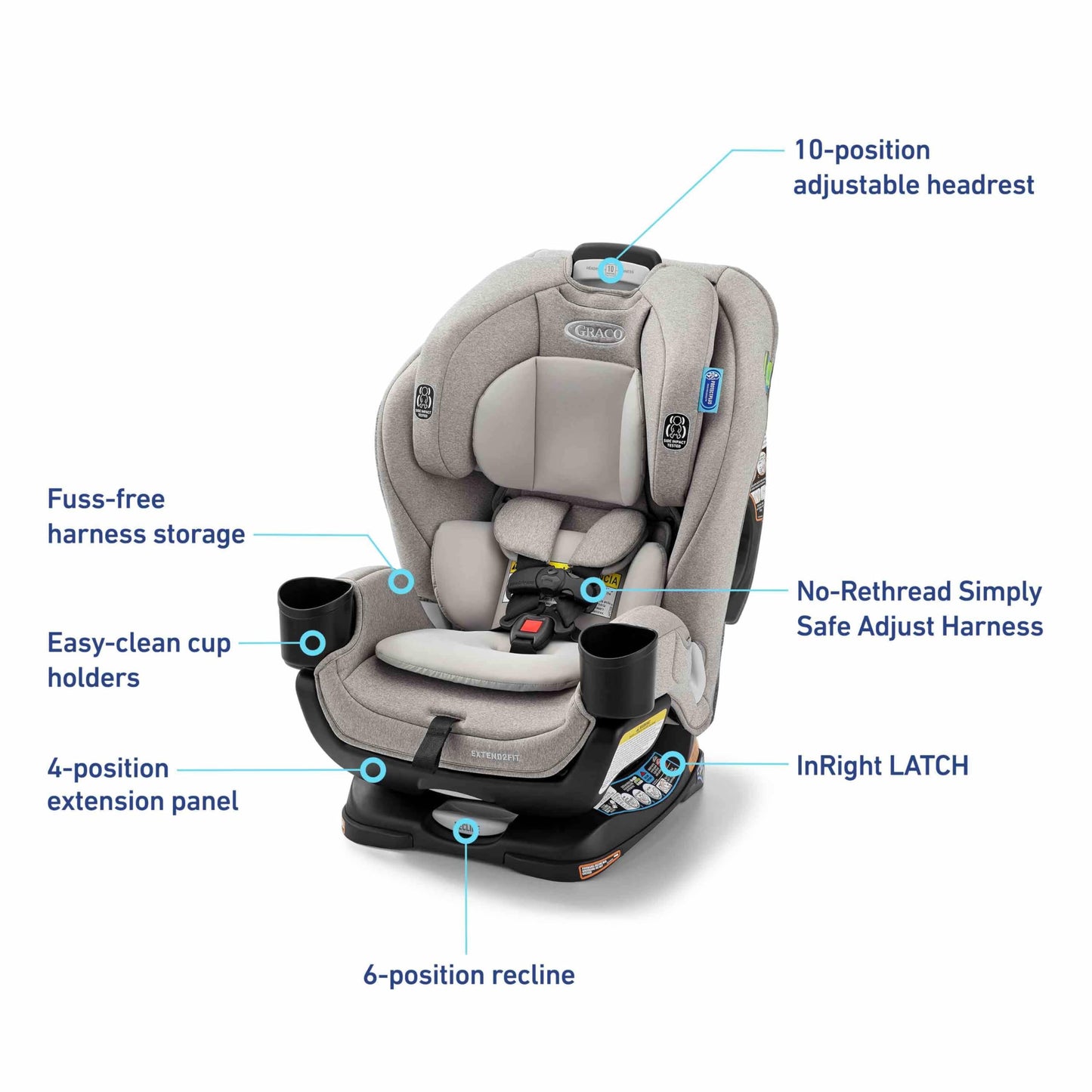 GRACO Extend2Fit Convertible Baby Car Seat - 3-in-1 Rear & Forward Facing
