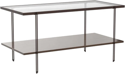 Nathan James Sonia Coffee Table with Storage Shelf, Light Wood/Rattan
