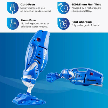 POOL BLASTER Max Cordless Pool Vacuum for Deep Cleaning & Strong Suction, Handheld Rechargeable Swimming Pool Cleaner for Inground and Above Ground Pools, Hoseless Pool Vac by Water Tech