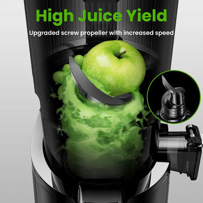 Cold Press Juicer, Slow Masticating Machines with 5.3" Extra Large Feed Chute Fit Whole Fruits & Vegetables Easy Clean Self Feeding Effortless for Batch Juicing, High Juice Yield, BPA Free 250W