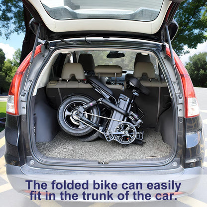 Folding Electric Bike for Adult 400W Brushless Motor Ebike with 48v30A 1440WH Removable Battery UP to 23Mph, 14" Fat Tire City Commuter Ebike,70Miles