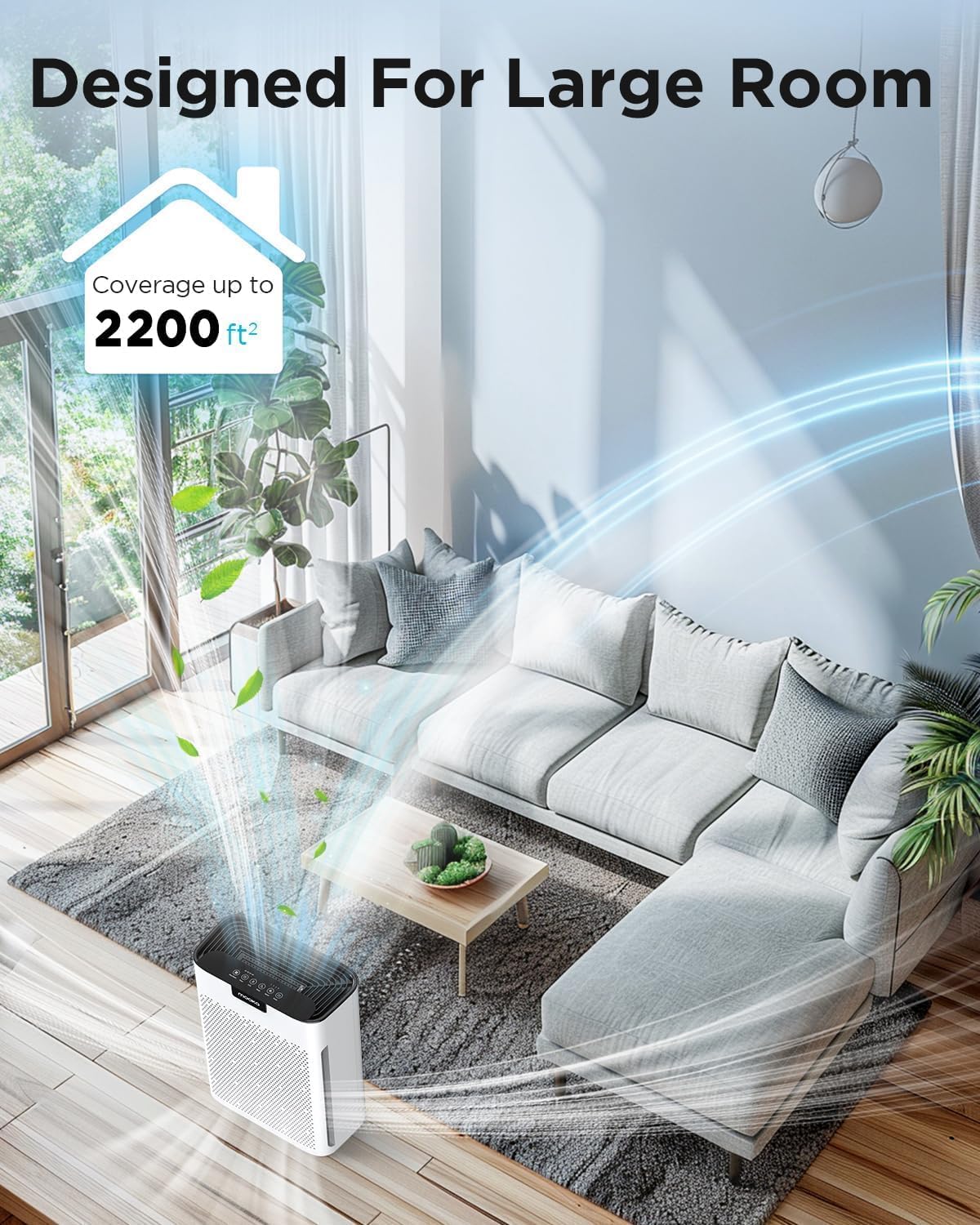 MOOKA KJ190 H13 HEPA Air Purifier for Large Rooms