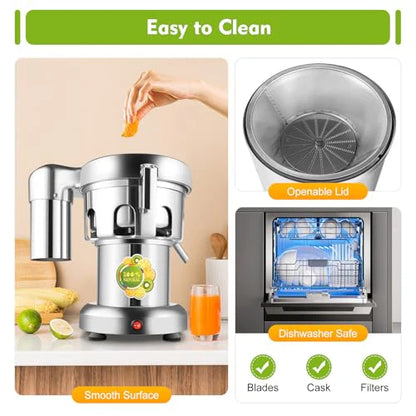 Commercial Juice Extractor, 370W 110V Electric Stainless Steel Juicer for Fruit Vegetable Heavy Duty Centrifugal Juicer Machine Juice & Residue Separated Low Noise: Home & Kitchen