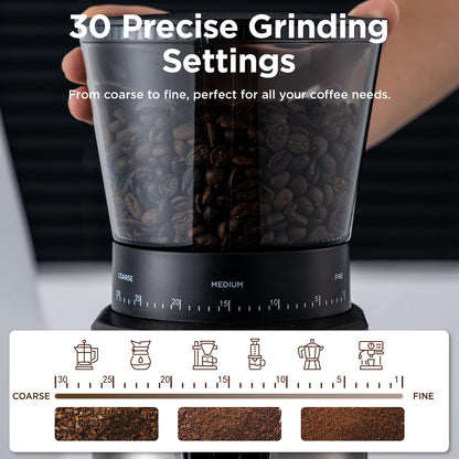 OLLYGRIN Burr Coffee Grinder - Electric Grinding with 30 Settings