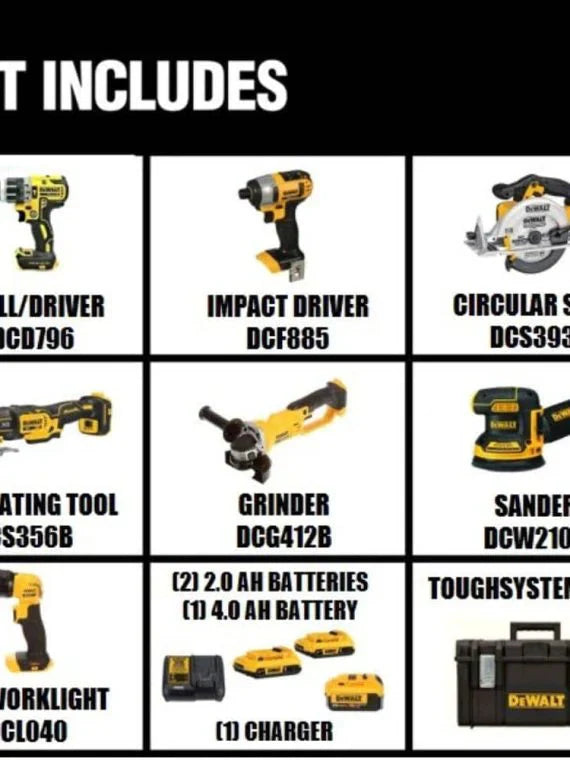 DEWALT 20V MAX Cordless 7 Tool Combo Kit with TOUGHSYSTEM Case, (1) 20V 4.0Ah Battery and (2) 20V 2.0Ah Batteries DCKTS781D2M1 sgtnighsdesigns