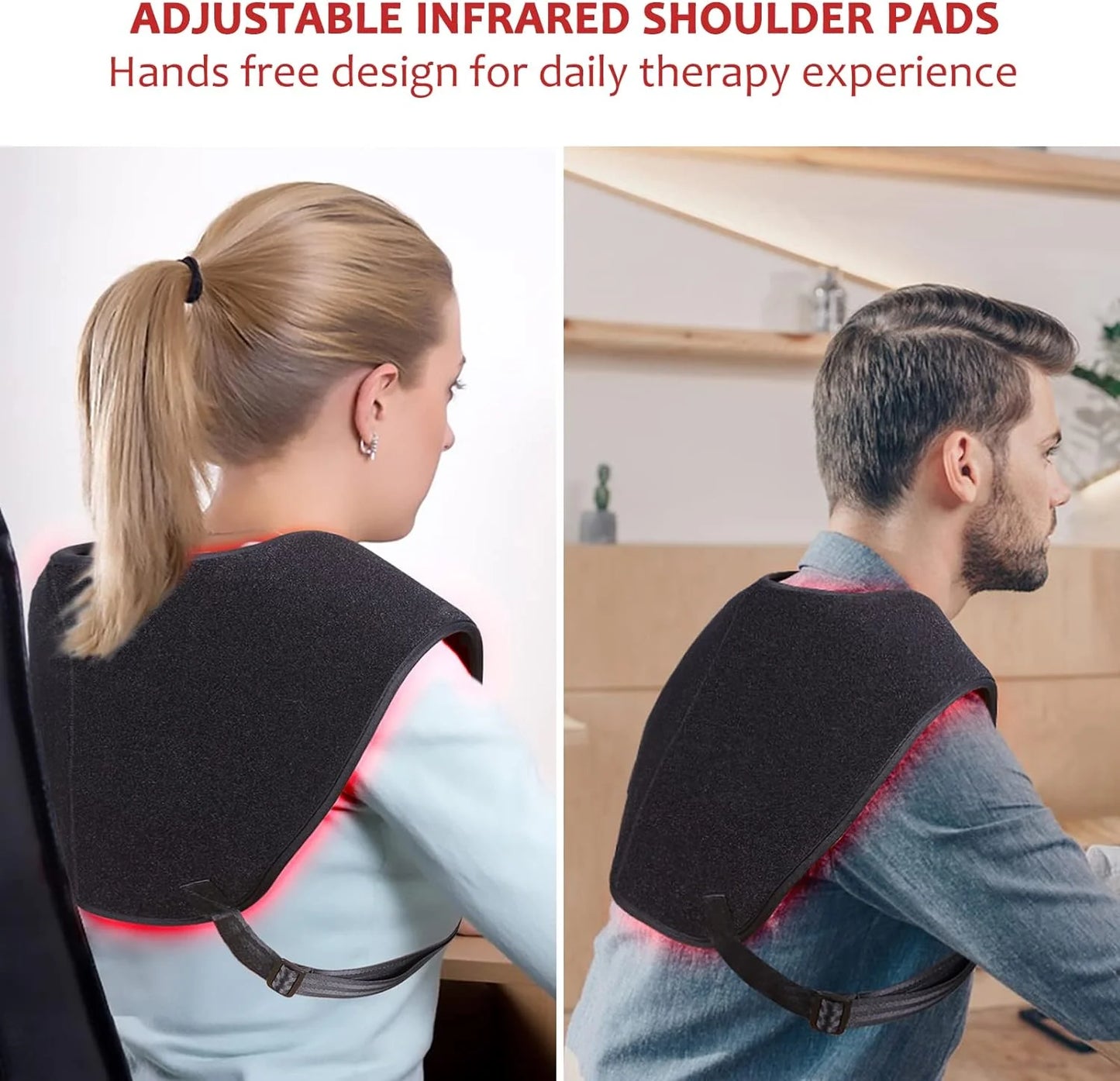 Red Light Therapy for Neck and Shoulder Pain Relief 850nm Near Infrared Therapy Set Wearable Wrap Devices for Upper Back Neck Shoulders Body Muscle Relax Home Use Treatment Pad FDA Cleared
