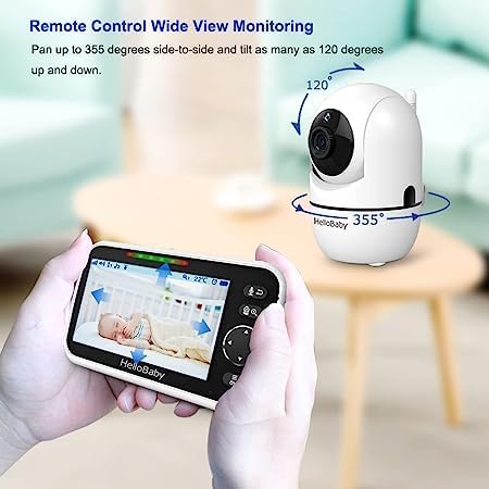 HELLOBABY Upgrade Baby Monitor - 30-Hour Battery, 2 Cameras, Night Vision