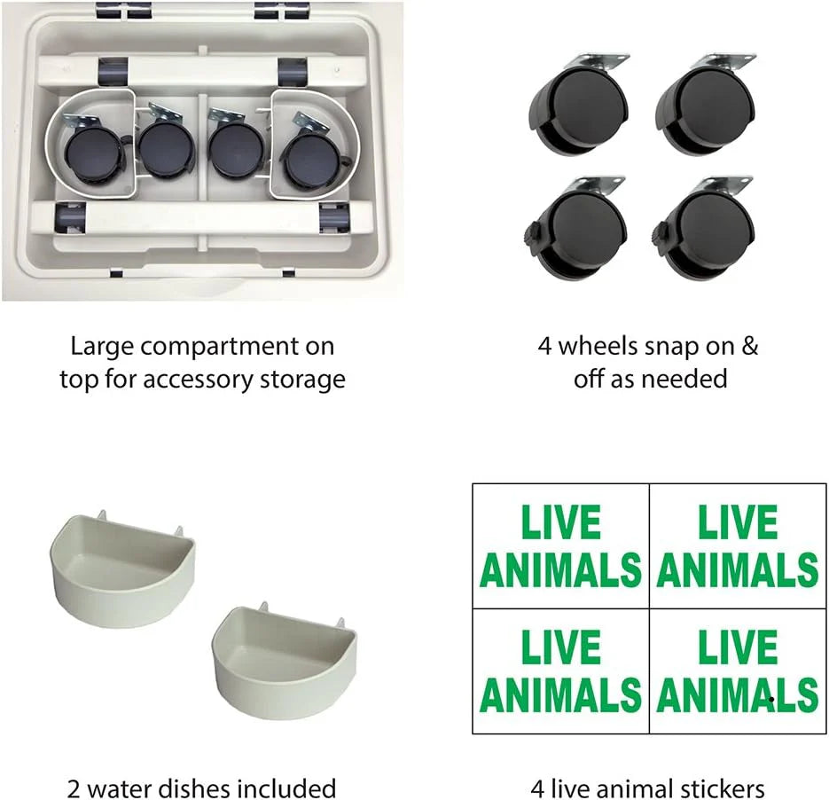 Designs Plastic Kennels Rolling Plastic Airline Approved Wire Door Travel Dog Crate, XXX-Large, Gray