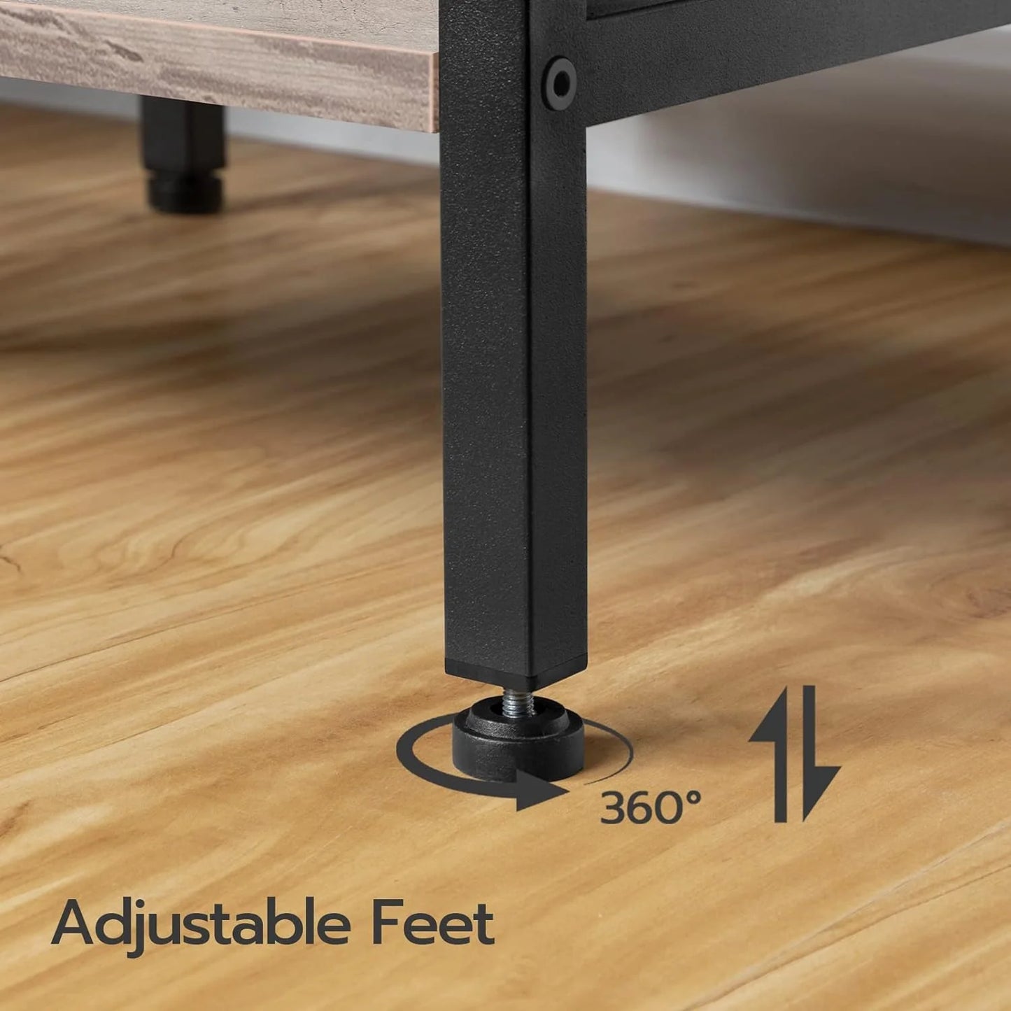 TV Stand with Power Outlets to 75 Inches, TV Console Table with Open Storage Shelves Cabinet, Industrial Media Entertainment Center for Living Room Bedroom, Rustic Brown and Black BF60DS01