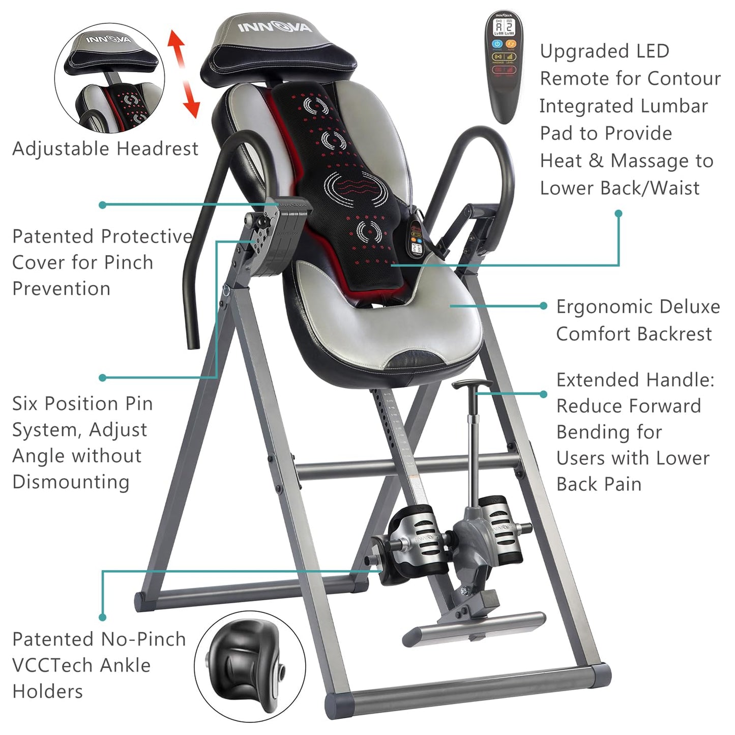 INNOVA HEALTH AND FITNESS Innova Advanced Heat & Massage Inversion Table