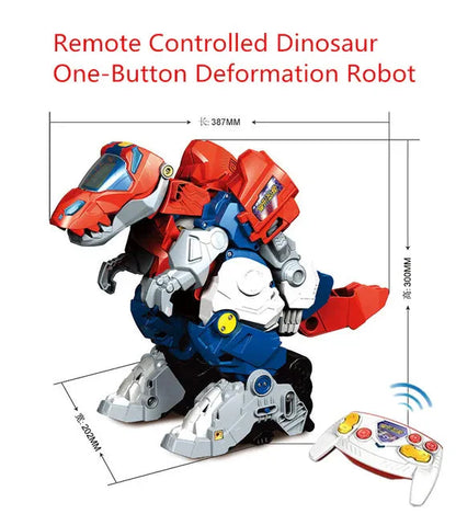 One-key Deformation Dinosaur Robot With Sound and Llight Music Dinosaur knowledge Remote Control Dinosaur RC Robot Toy Children
