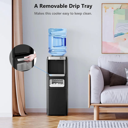 Top Loading Water Dispenser with Ice Maker, Hot & Cold, 5 Gallon, Child Lock, Black